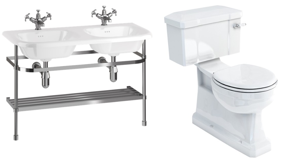 Basin with Stainless Steel Washstand & Closed Couple Toilet - 1000mm