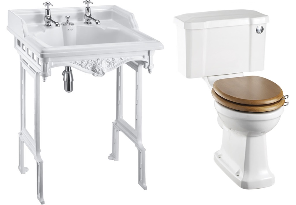 Basin with Aluminum Washstand & Close Couple with Cistern