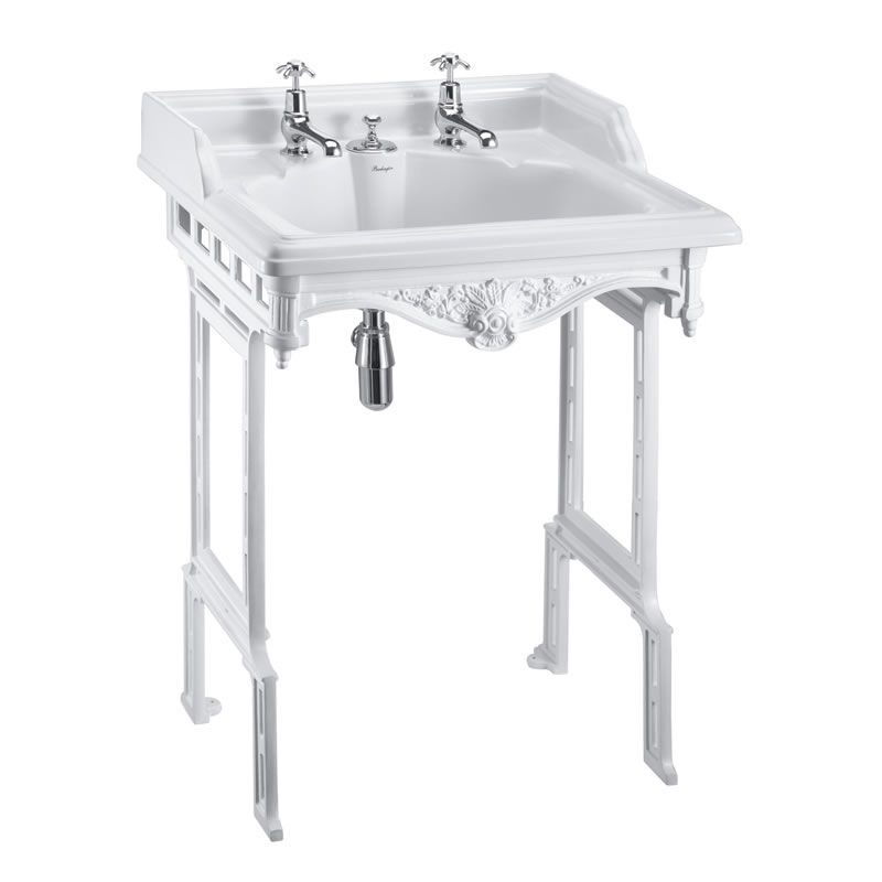 Classic 650mm Basin with Invisible Overflow & White Aluminium Basin Stand
