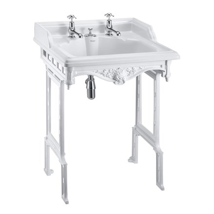 Classic 65cm Basin with Invisible Overflow & White Aluminium Basin Stand 2TH