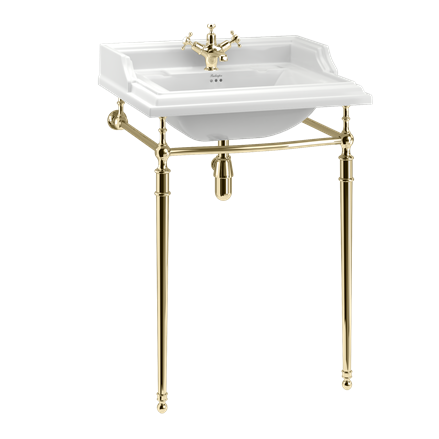 Classic 650mm Basin with Gold Washstand with 1TH