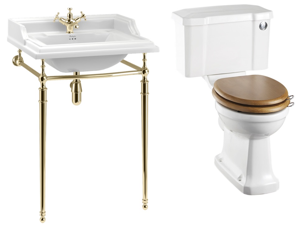 Basin with Gold Washstand & Close Couple with Cistern
