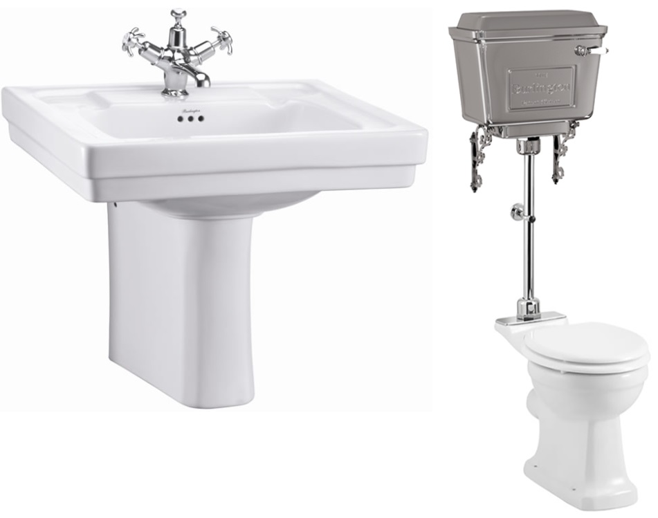 Basin With Semi Pedestal & Close Couple Toilet with Cistern