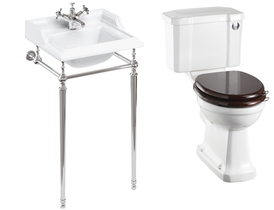 Basin with Chrome Washstand & Cistern with Lever
