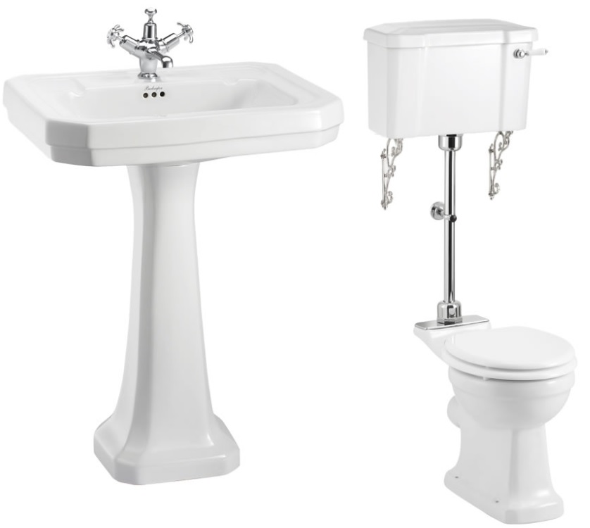 Basin Pedestal & Closed Coupled Toilet with Cistern - 610mm