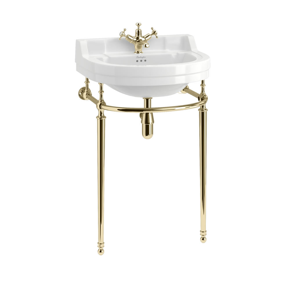 Edwardian Round 560mm Basin with Gold Washstand 1TH