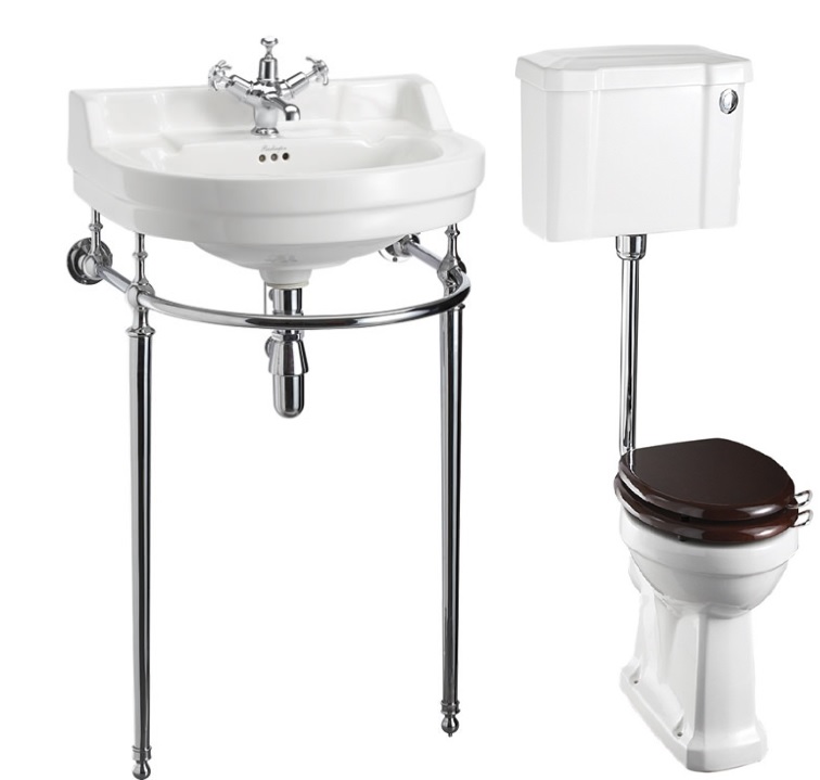 Basin with Chrome Washstand & Close Couple Toilet with Cistern - 560mm