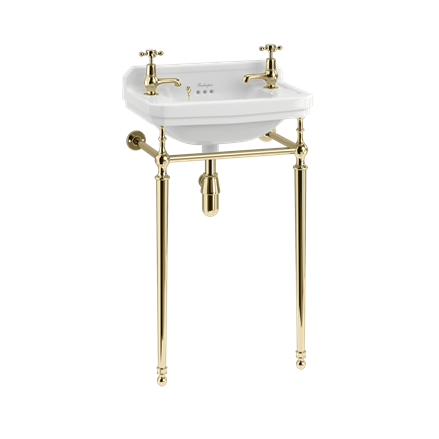 Edwardian 510mm Cloakroom Basin with Gold Washstand 2TH