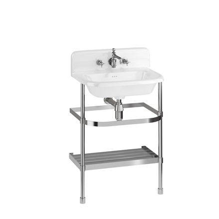 Medium Roll Top Basin with Up-stand and Stainless Steel Stand