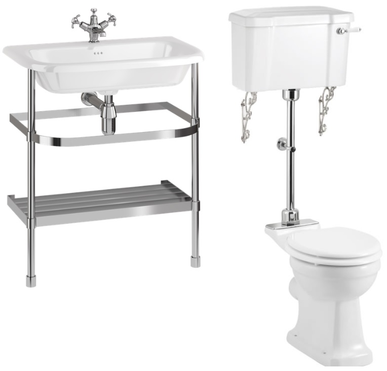 Basin with Stainless Steel Washstand & Close Couple Toilet with Cistern- 750mm
