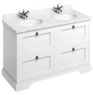 Minerva® Worktops with Double Vanity Bowl Carrara White