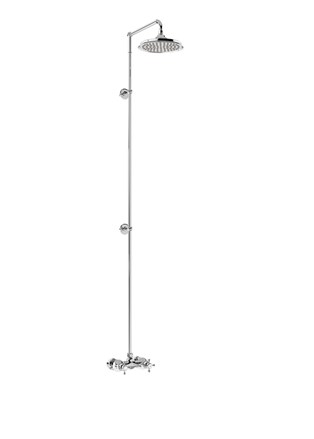 Eden Thermostatic Exposed Shower Bar Valve Single Outlet with Extended Rigid Riser and Swivel Shower Arm with Rose-with White accent and 6" Rose