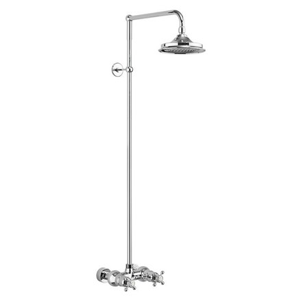 Eden Thermostatic Exposed Shower Bar Valve Single Outlet with Rigid Riser and Swivel Shower Arm with Rose-with Medici accent and 6" Rose