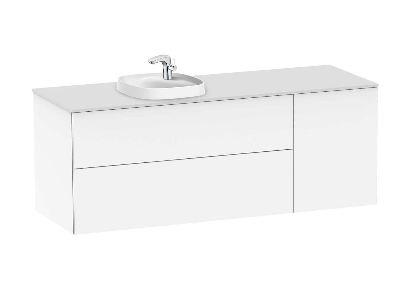 Base unit for in countertop basin on the left Gloss White