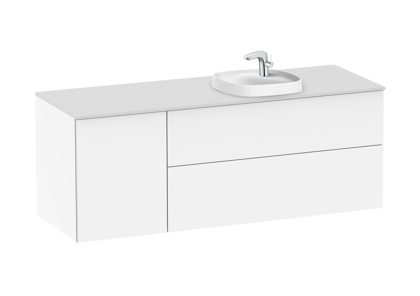 Base unit for in countertop basin on the right Gloss White