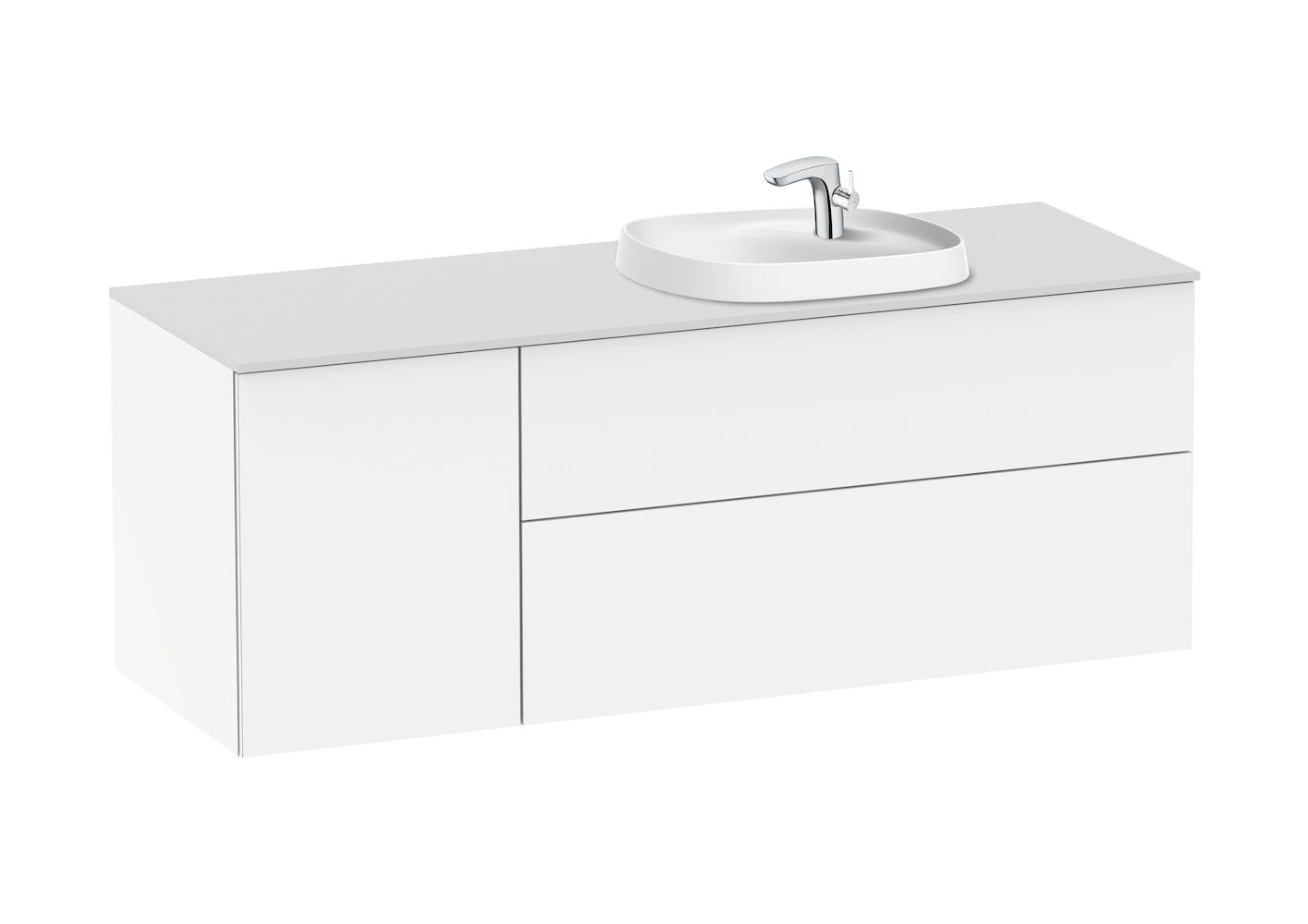 Base unit for in countertop basin on the right GLOSS WHITE 1400 x 505 x 525 mm
