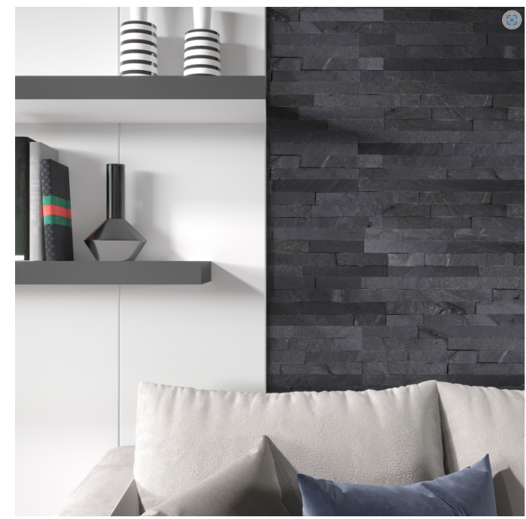 Split Face - Black Riven Slate Tile 400x100mm Price per square Meter 