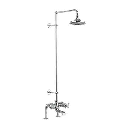 Tay Thermostatic Bath Shower Mixer Deck Mounted with Rigid Riser & Swivel Shower Arm with 6 inch Rose-with Medici accent and 12" Rose