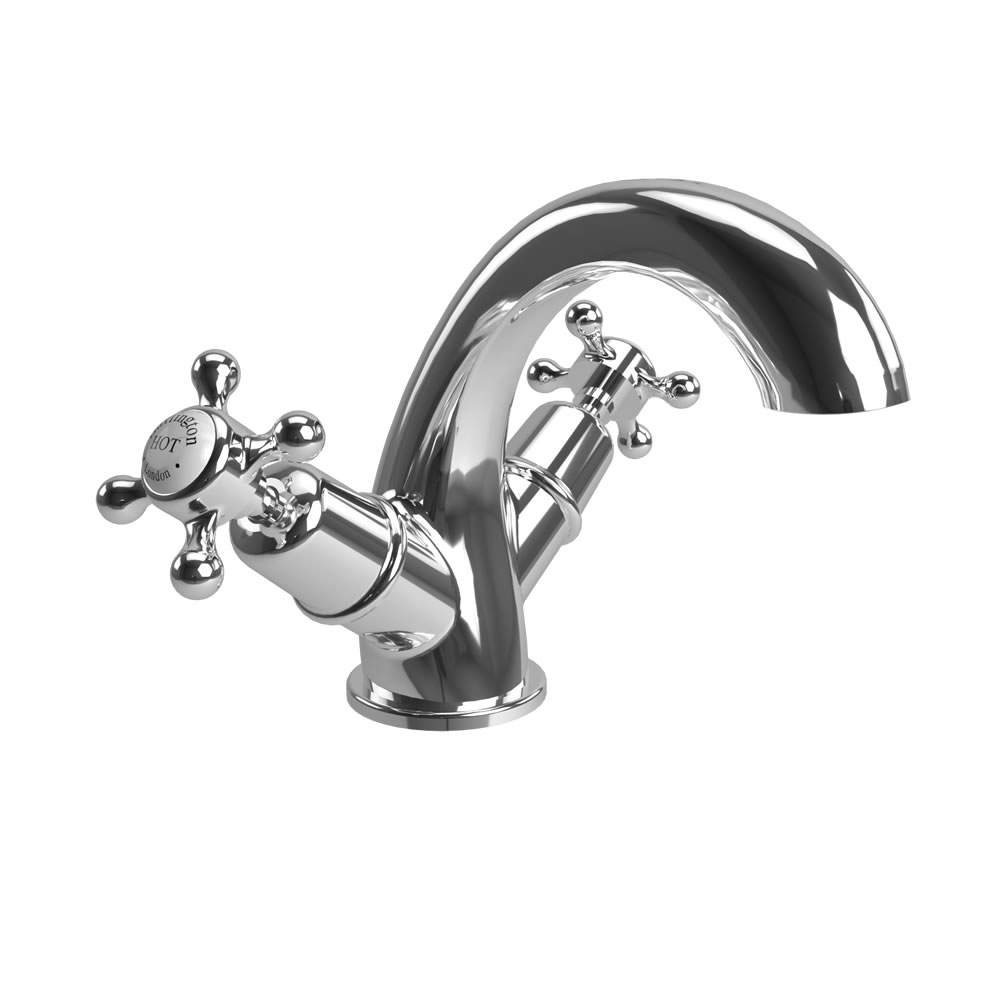 Claremont Mono Basin Mixer Quarter turn with white accent in Chrome