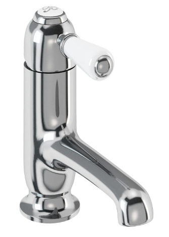 Chelsea Straight Basin Mixer without Waste with White accent