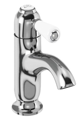 Chelsea Curved Basin Mixer without Pop-up Waste with white accent