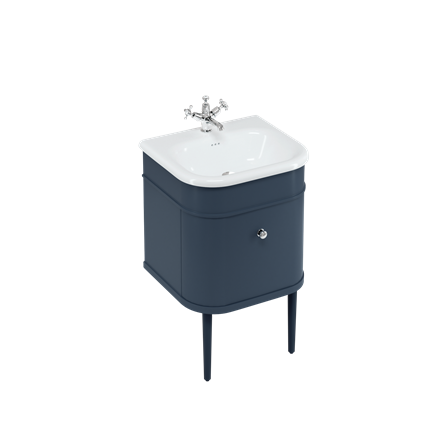 550 Unit with Drawer & Natural Stone Small Roll Top Basin Wall Hung-Blue