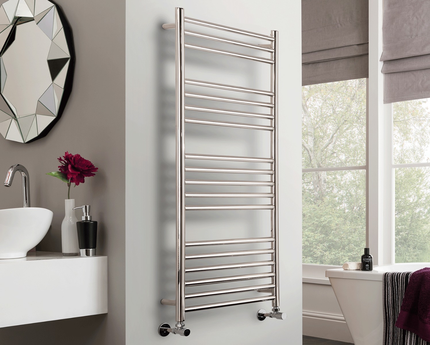Ladder Rails Chube Heating Only - Polished Stainless Steel 800x400