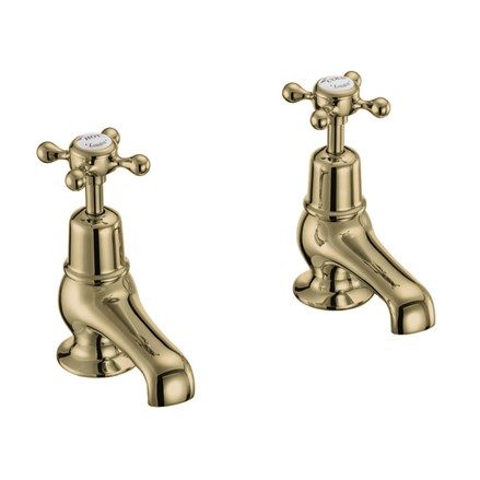 Claremont Basin Taps 3" CL1-Quarter turn with White accent in Gold