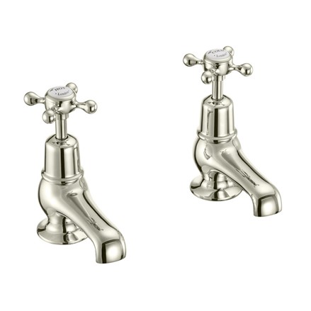 Claremont Basin Taps 3" CL1-Quarter turn with White accent in Nickel