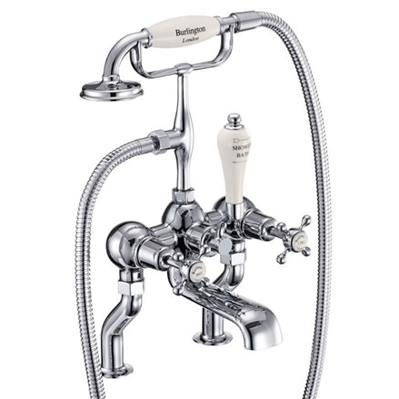 Claremont Bath Shower Mixer Deck Mounted Quarter turn with Medici accent in Chrome