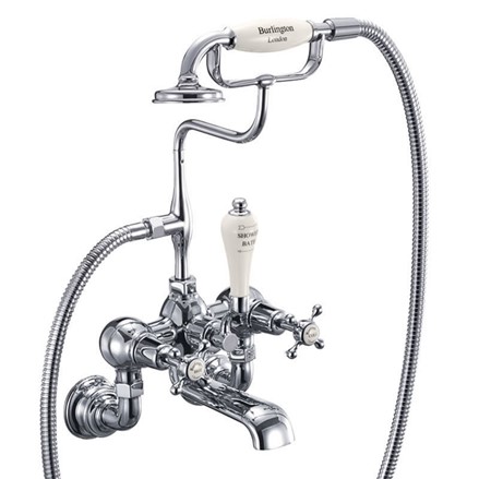 Claremont Bath Shower Mixer Wall Mounted CL17-Full turn with Medici accent in Chrome