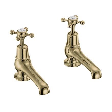Claremont Basin Taps 5"CL2-Quarter turn with White accent in Gold