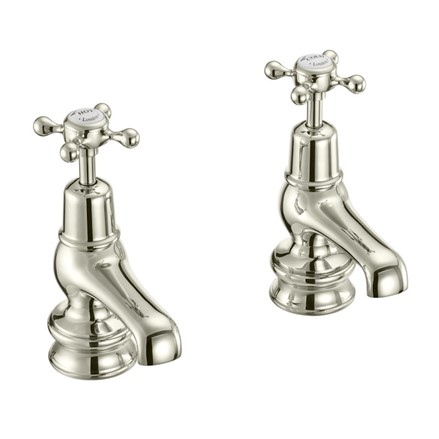 Claremont Regent Basin Tap 3"CLR1-QT NKL-Quarter turn with White accent in Nickel