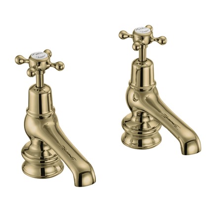 Claremont Regent Basin Tap 5"CLR2-Quarter turn with White accent in Gold
