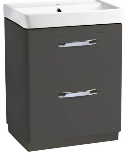 COMPASS 600 DOUBLE DRAWER FREESTANDING UNIT GLOSS CLAY