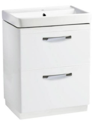 COMPASS 600 DOUBLE DRAWER FREESTANDING UNIT GLOSS WHITE