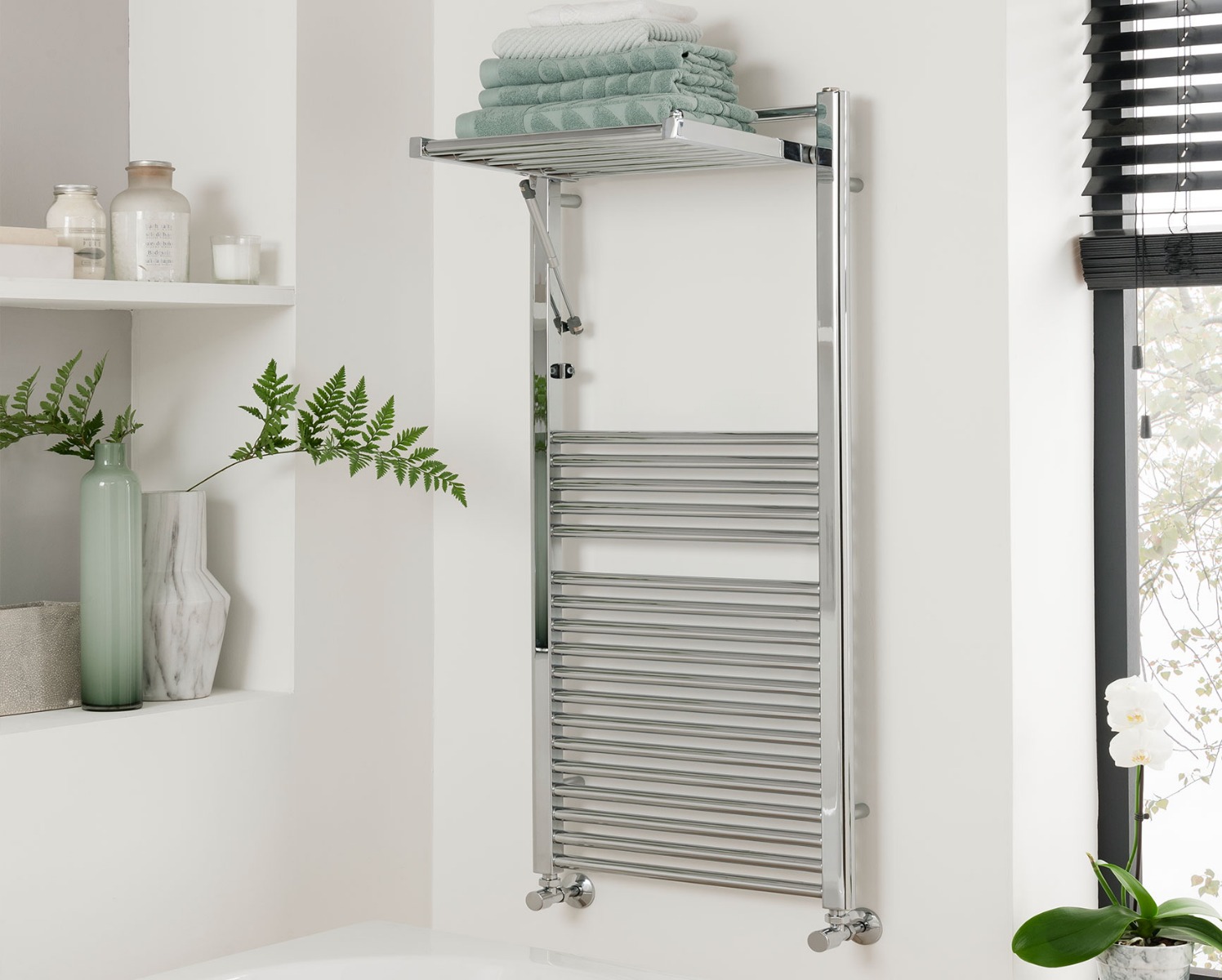 Contemporary Comby Towel Rail Heating-White 1200x500
