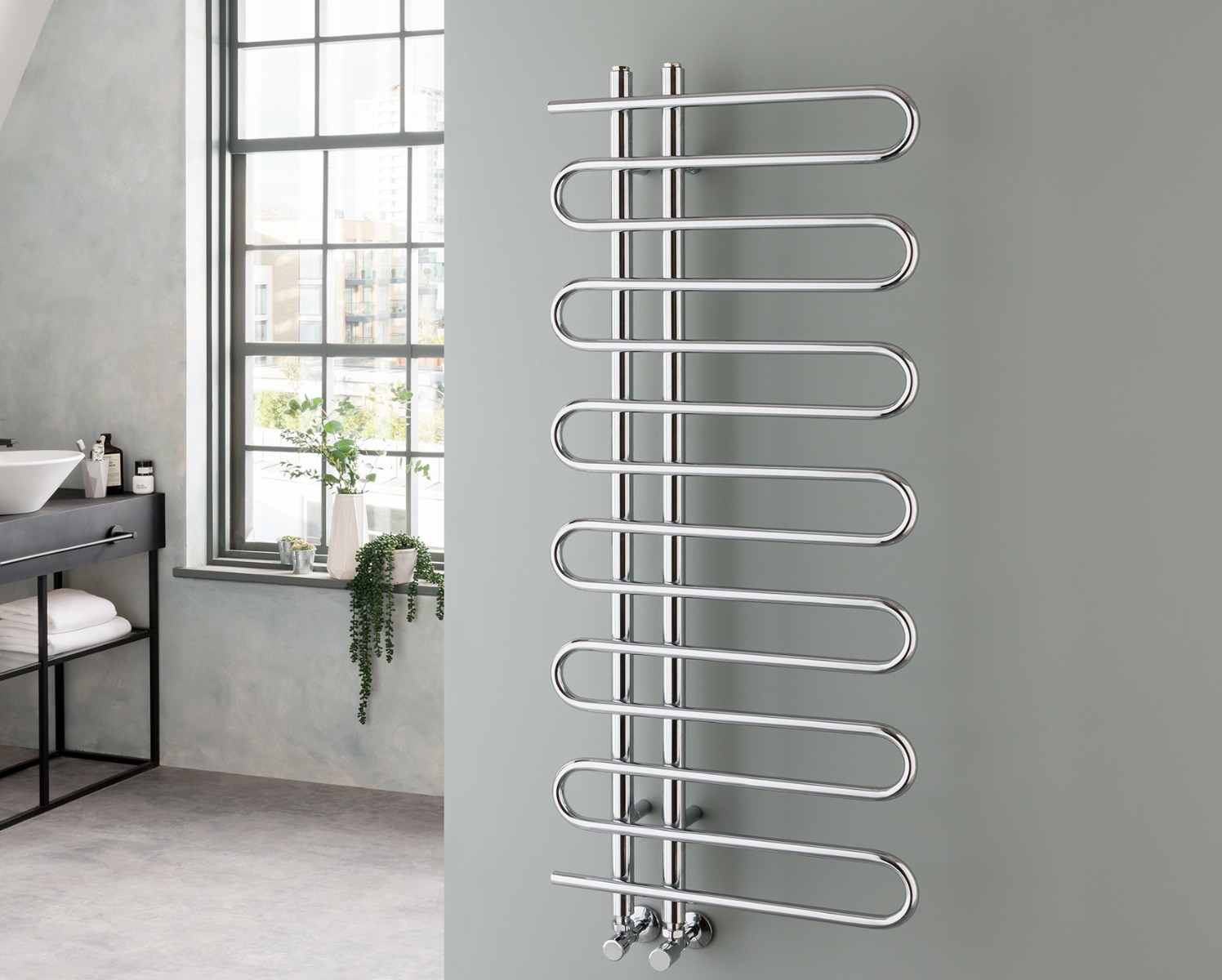 Concertina Towel Rails Heating Only - Chrome 1000x600mm