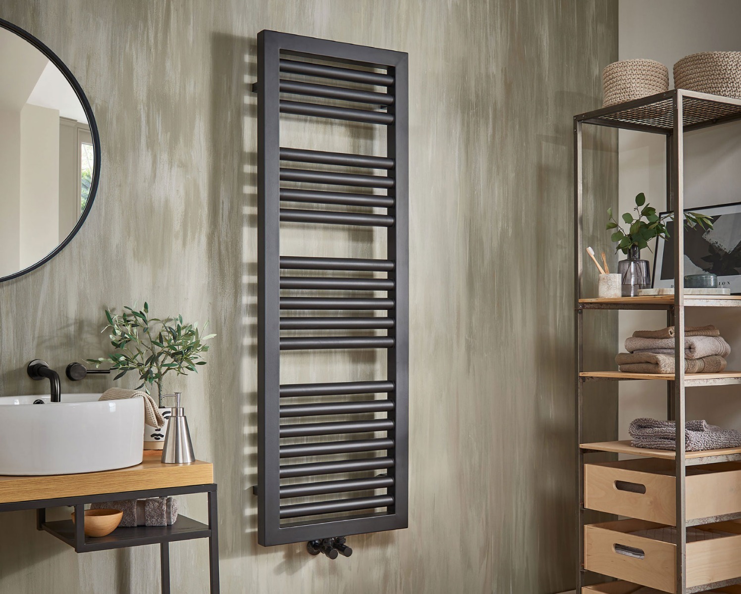 Contemporary Contrast Towel Rail Heating Only - White Sparkle 800x500