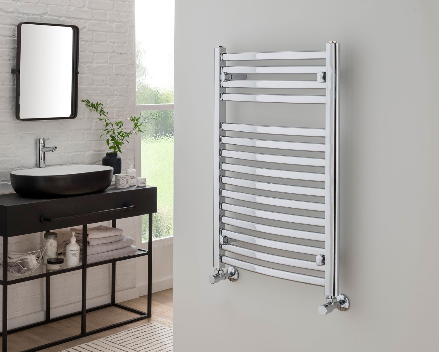 Contemporary Curvee Towel Rail Electric-White 800x500