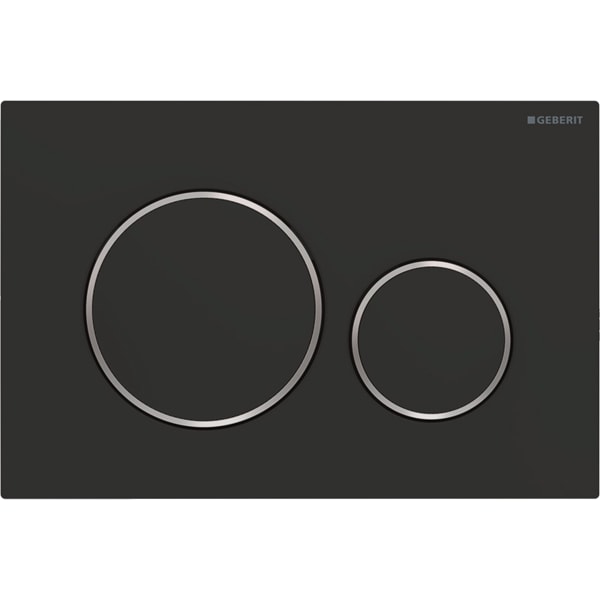 Geberit flush plate Sigma20 for dual flush: black matt coated, easy-to-clean coated, gloss chrome-plated