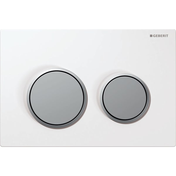Geberit flush plate Kappa21 for dual flush: white, matt chrome-plated