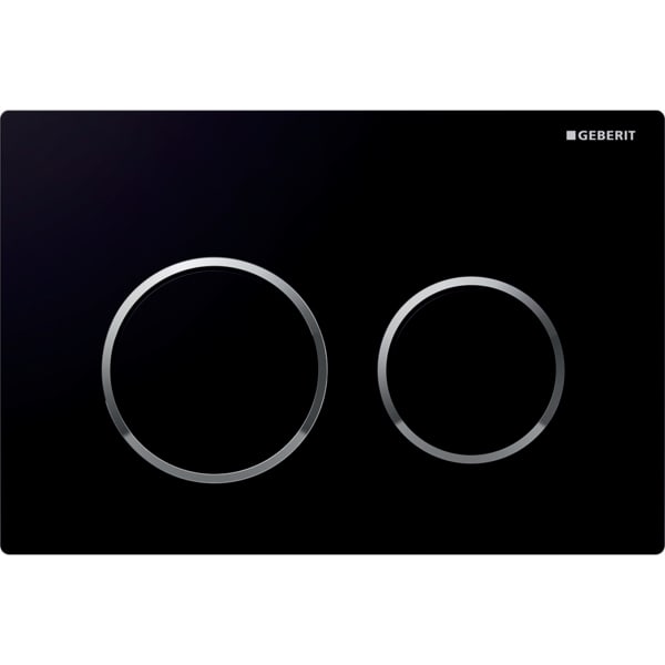 Geberit flush plate Kappa21 for dual flush: black, gloss chrome-plated