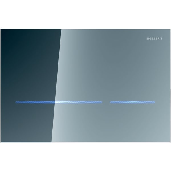 Geberit WC flush control with electronic flush actuation, mains operation, dual flush,glass aff flush plate Sigma80, touchless