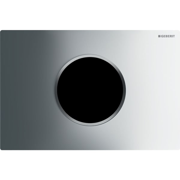 Geberit WC flush control with electronic flush actuation, mains operation, dual flush, flush plate Sigma10, automatic/touchless: gloss chrome-plated, matt chrome-plated
