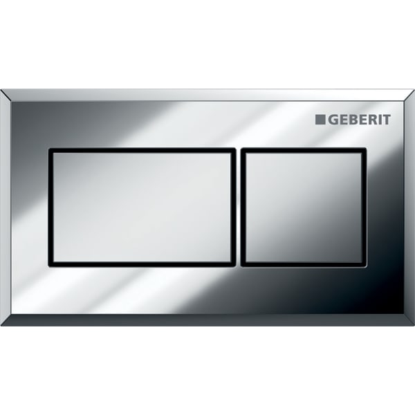 Geberit remote flush actuation, square design, pneumatic, for dual flush, concealed actuator gloss chrome-plated, matt chrome-plated