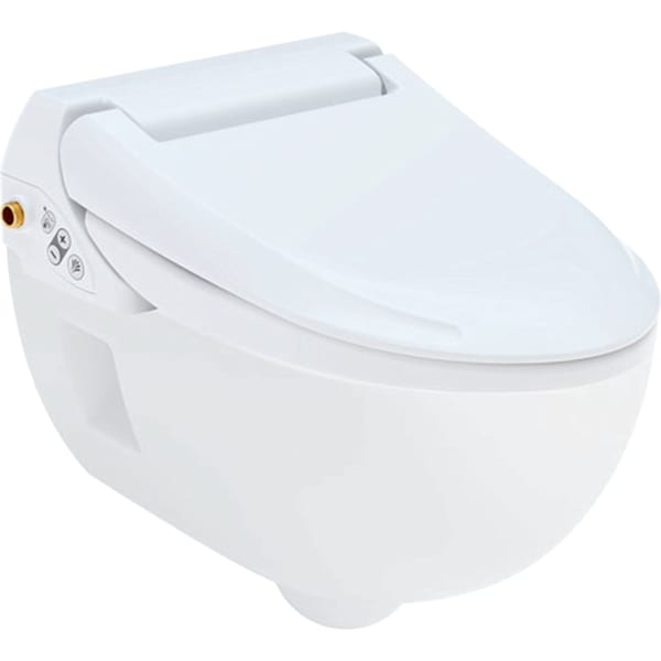 Geberit AquaClean 4000 set of WC enhancement solution with wall-hung WC: white alpine