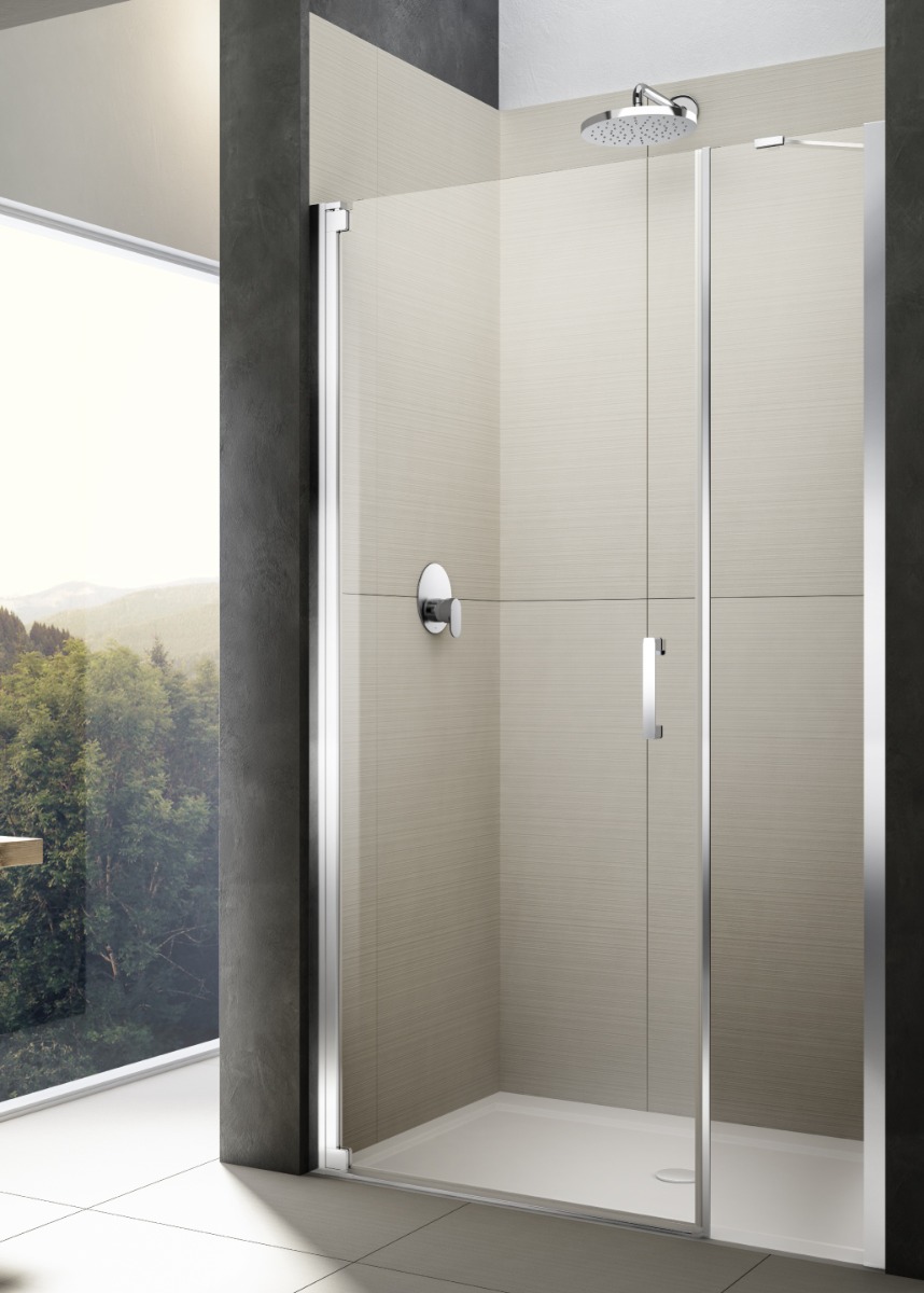 Diletto -Semi -frameless Wall hinged Pivot with in- line Panel