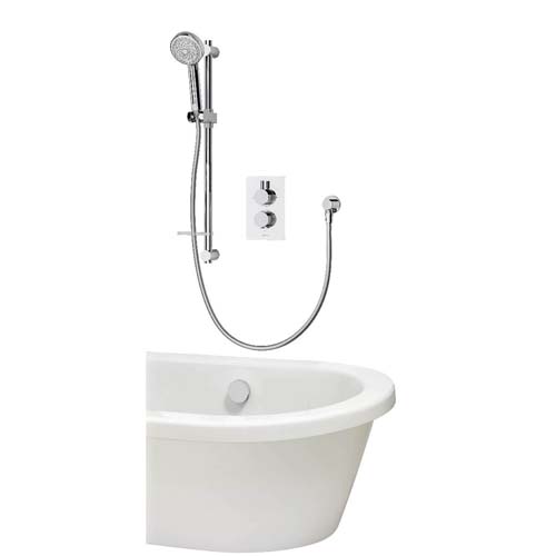 Concealed Thermostatic Mixer Triple outlet with adjustable kit, wall fixed head and bath fill - Round