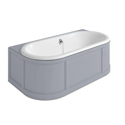 London Back to Wall Bath with Curved Surround - Classic Grey